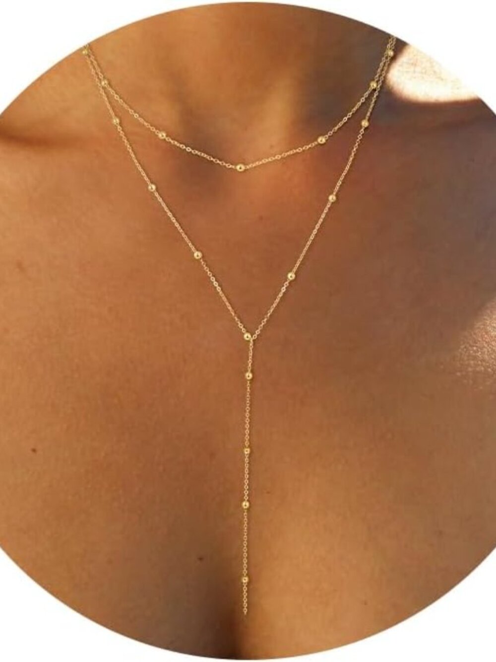 Lariat Gold Necklace for Women, Dainty Long Necklace 14k Gold Plated/Silver Y-Sh